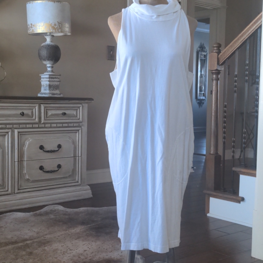 Anthropologie White Sleeveless Dress Boho Summer Eyelet Minimalist